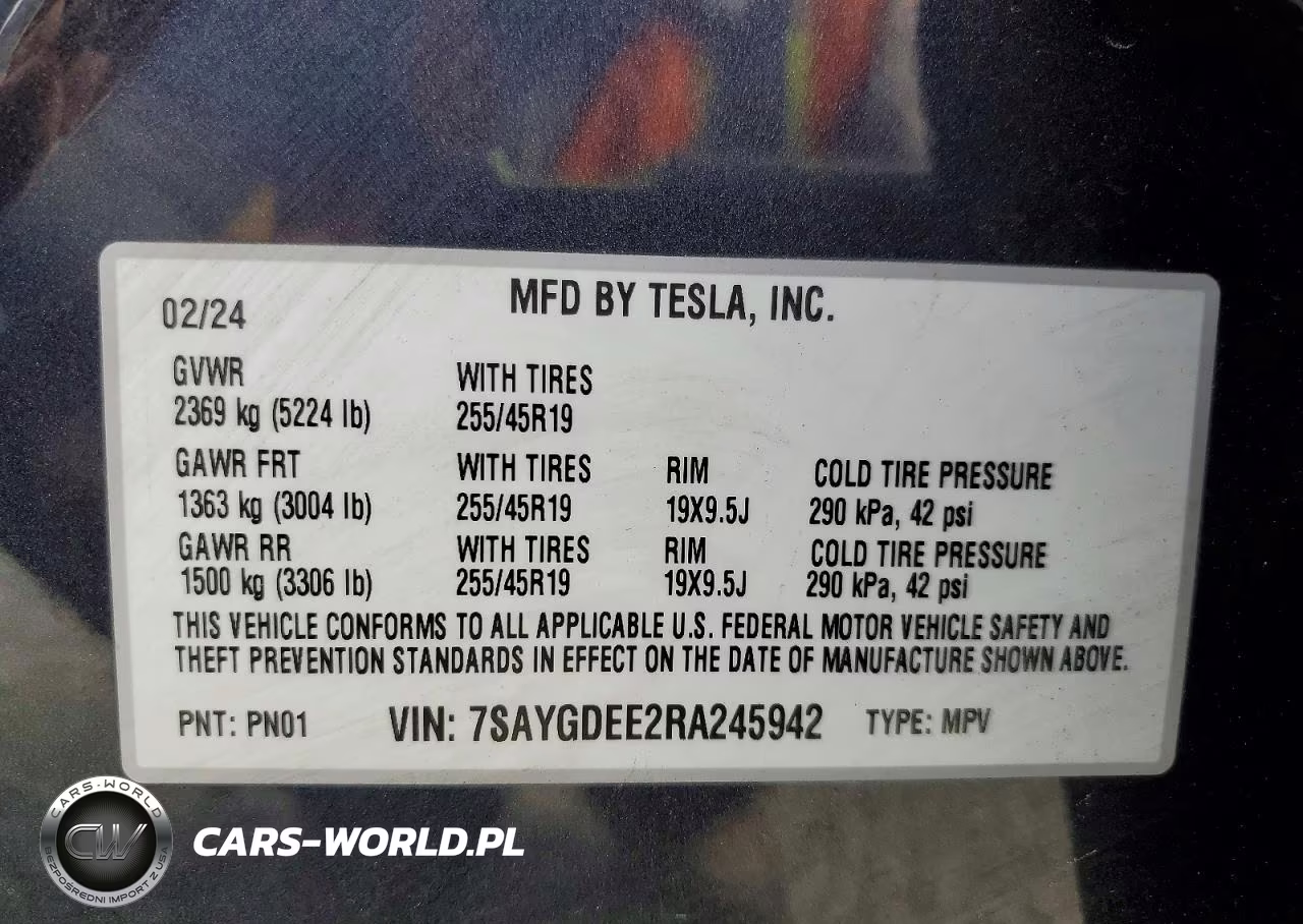 2024 Tesla Model Y VIN:7SAYGDEE2RA245942 - 14