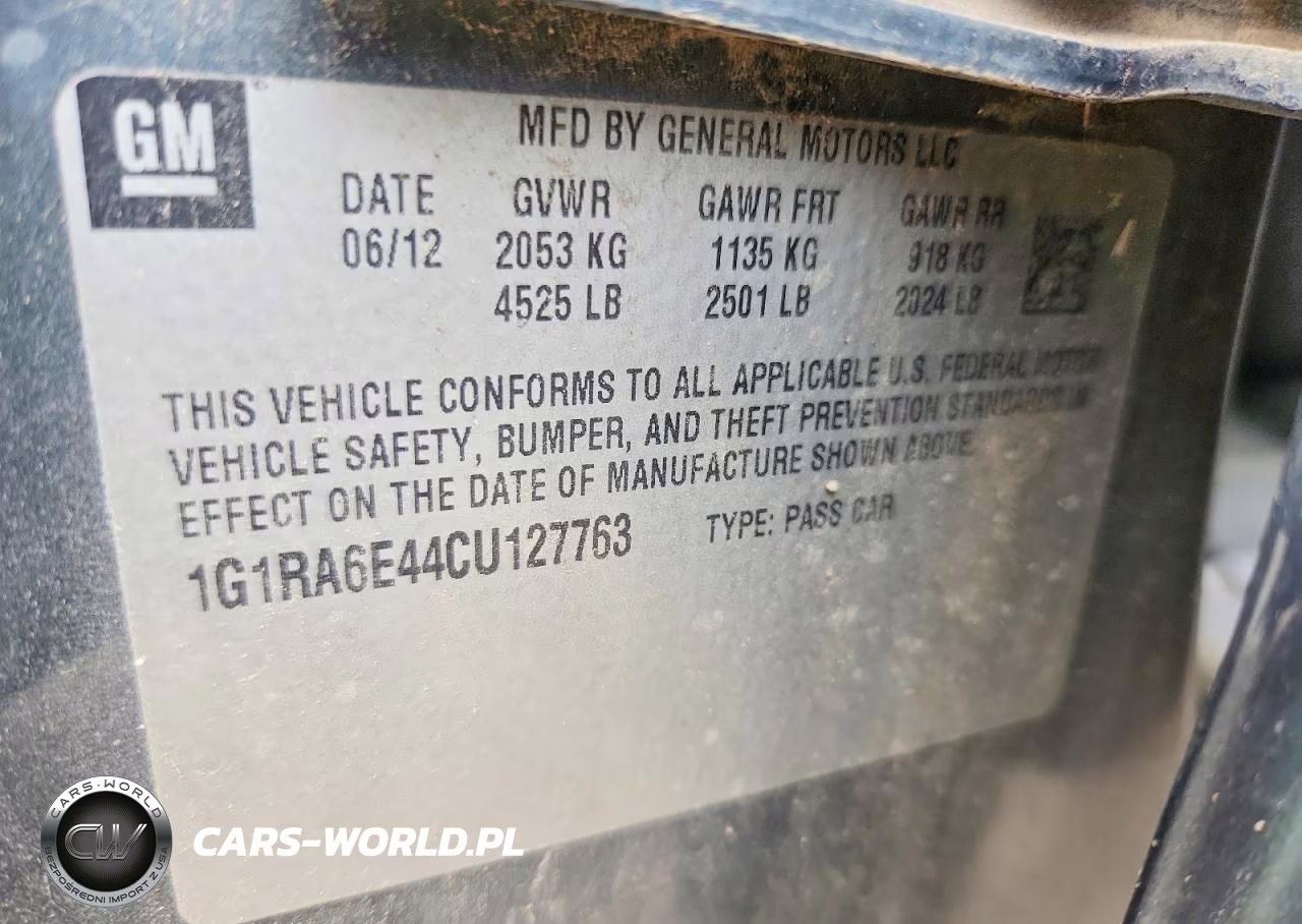 2012 Chevrolet Volt VIN:1G1RA6E44CU127763 - 12