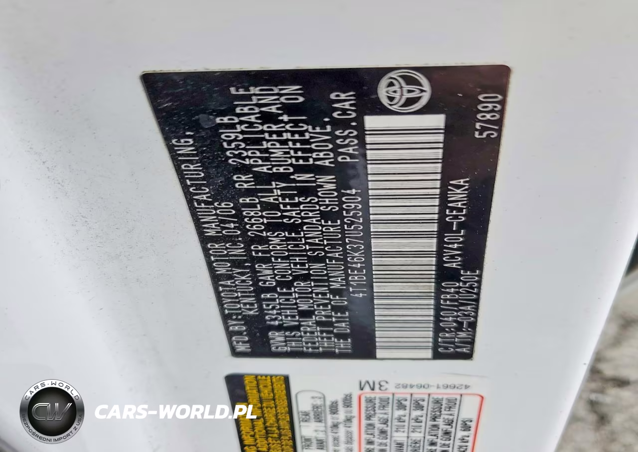 2007 Toyota Camry Le VIN:4T1BE46K37U525904 - 12