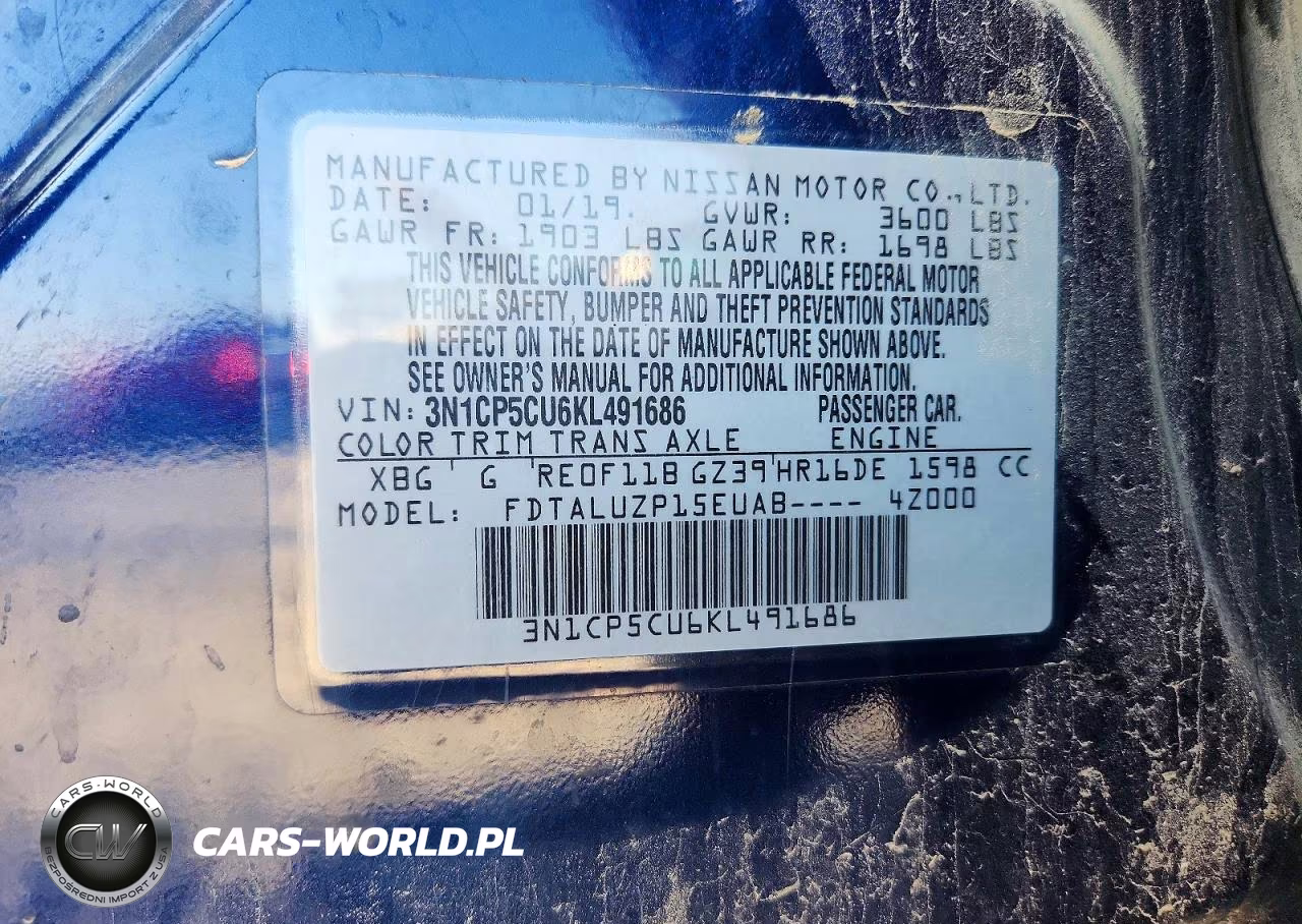 2019 Nissan Kicks Sr VIN:3N1CP5CU6KL491686 - 14
