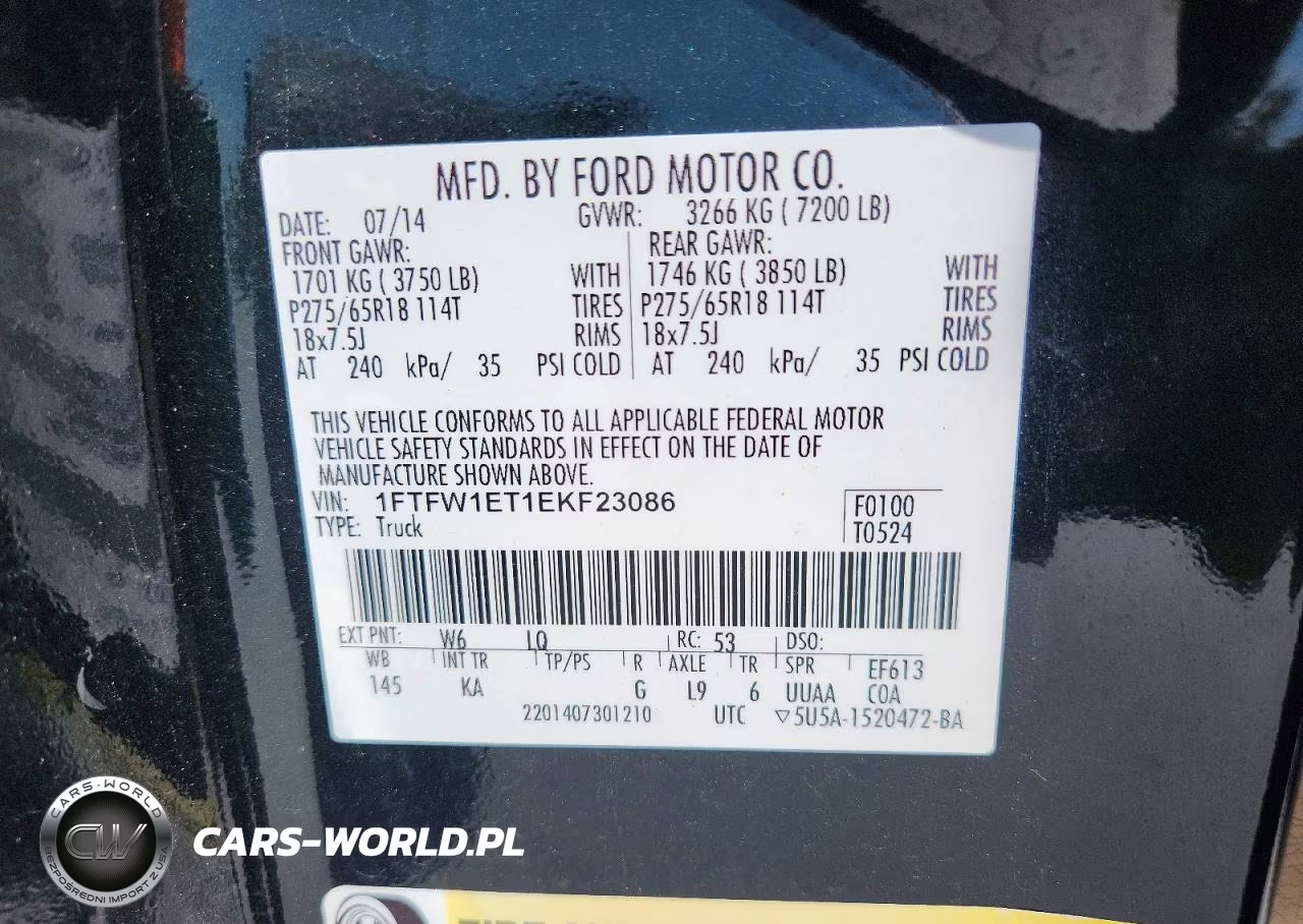 2014 Ford F150 Supercrew VIN:1FTFW1ET1EKF23086 - 12
