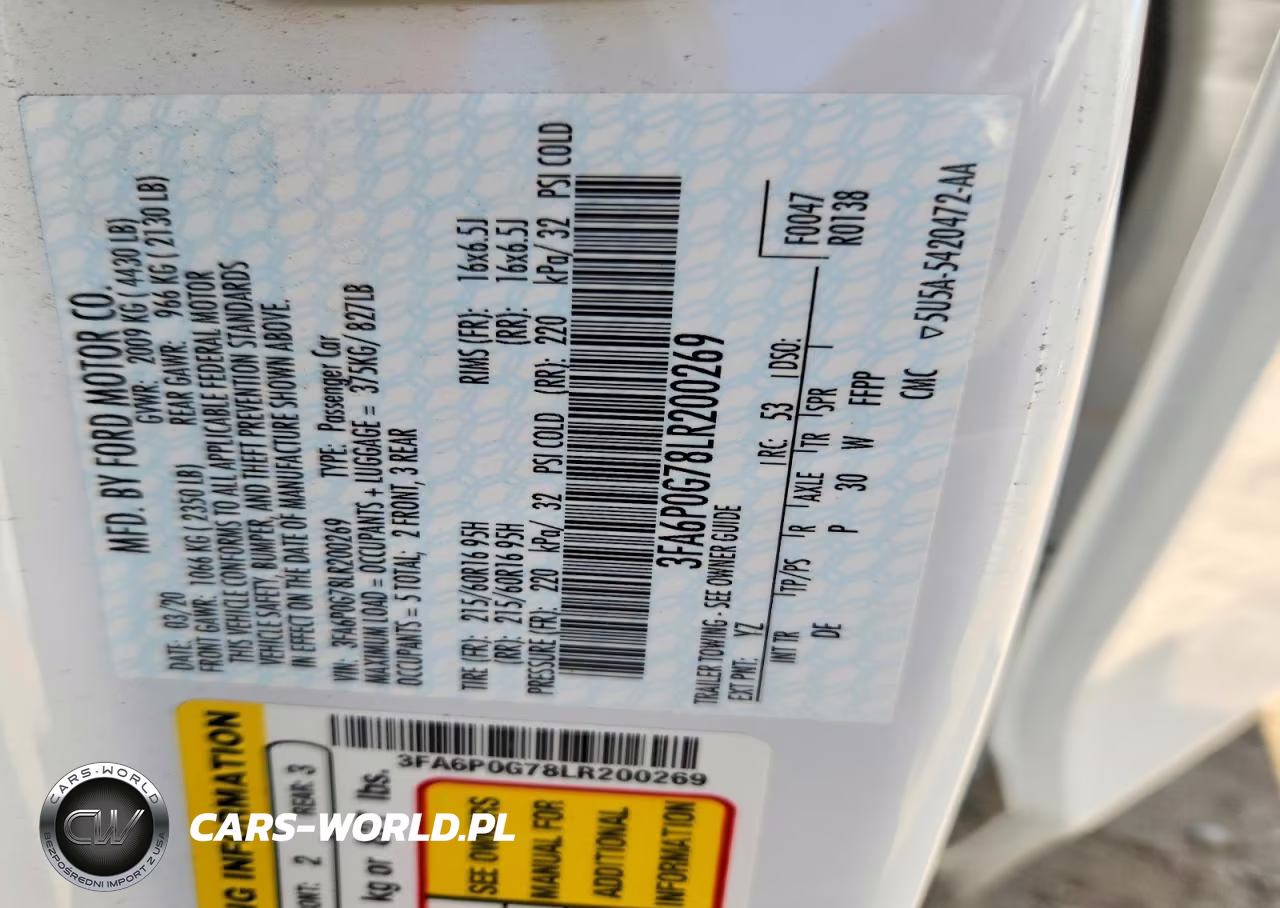 2020 Ford Fusion S VIN:3FA6P0G78LR200269 - 12