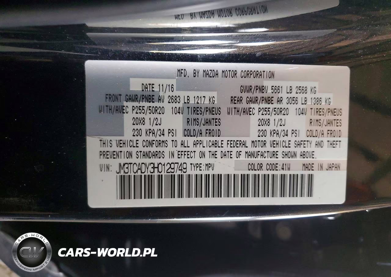 2017 Mazda Cx-9 Grand Touring VIN:JM3TCADY3H0129749 - 12
