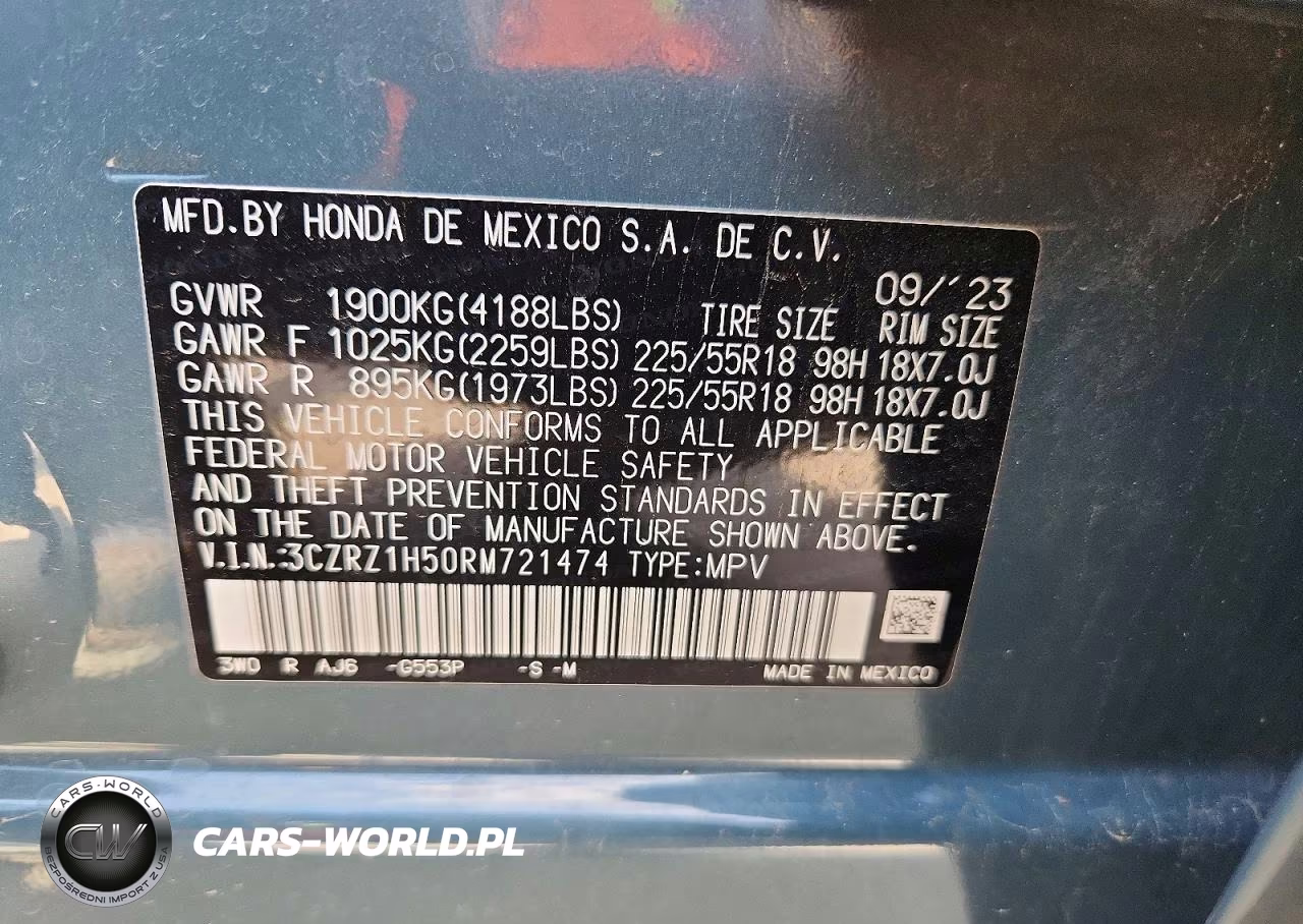 2024 Honda Hr-V VIN:3CZRZ1H50RM721474 - 14