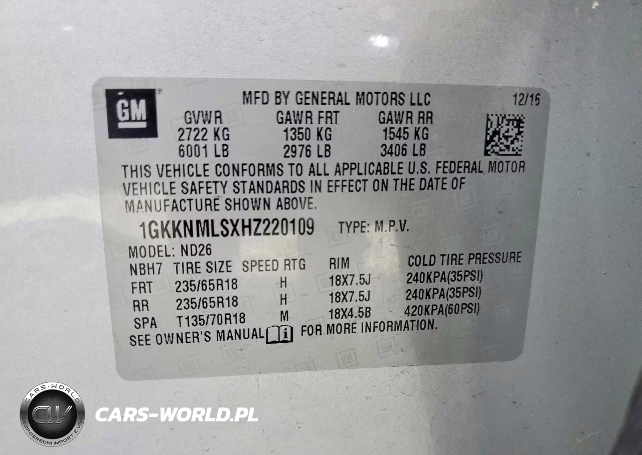 2017 GMC Acadia Slt-1 VIN:1GKKNMLSXHZ220109 - 13