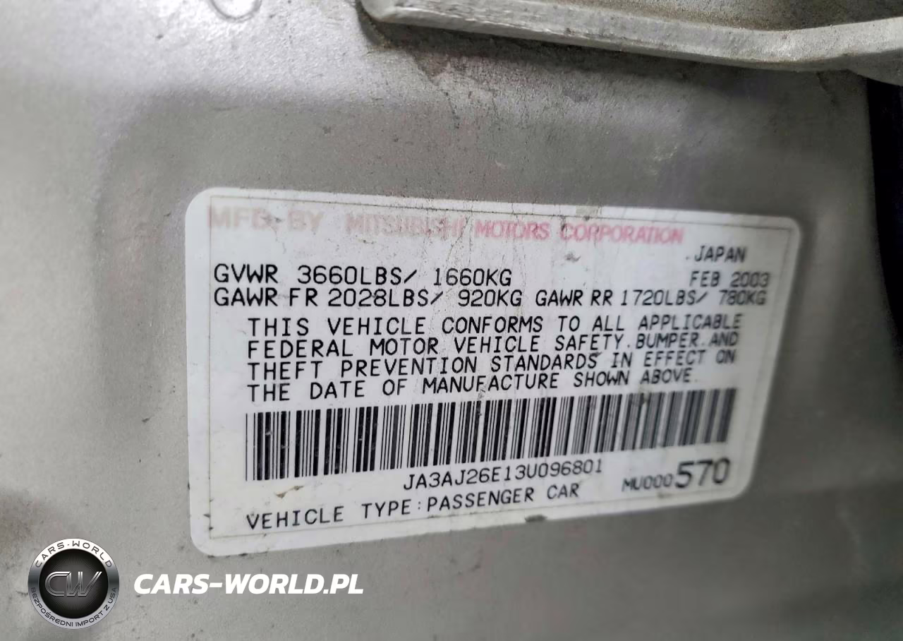 2003 Mitsubishi Lancer Es VIN:JA3AJ26E13U096801 - 12