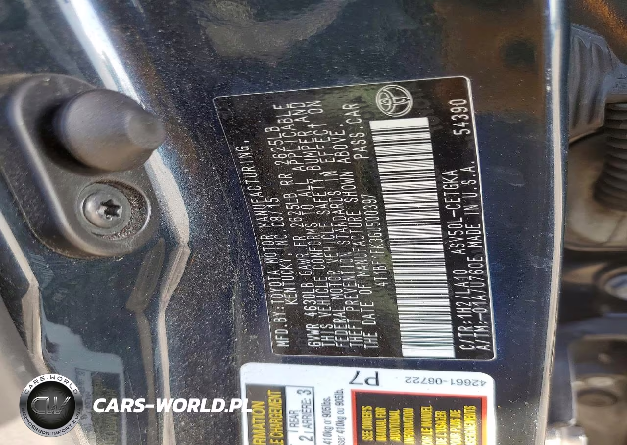 2016 Toyota Camry Xle VIN:4T1BF1FK3GU500397 - 12