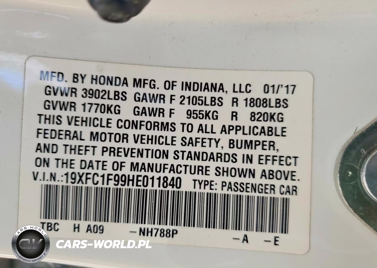 2017 Honda Civic Touring VIN:19XFC1F99HE011840 - 12