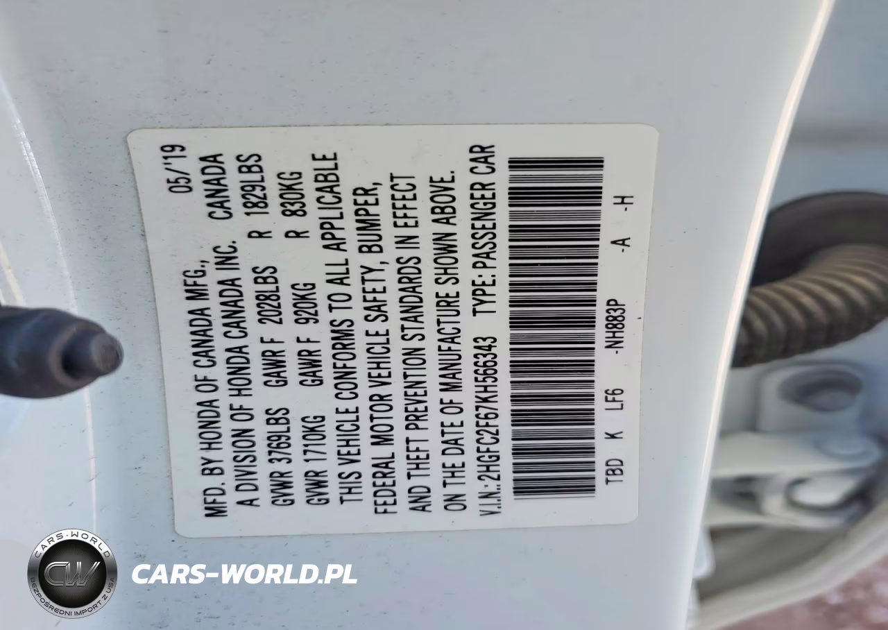 2019 Honda Civic Lx VIN:2HGFC2F67KH566343 - 13