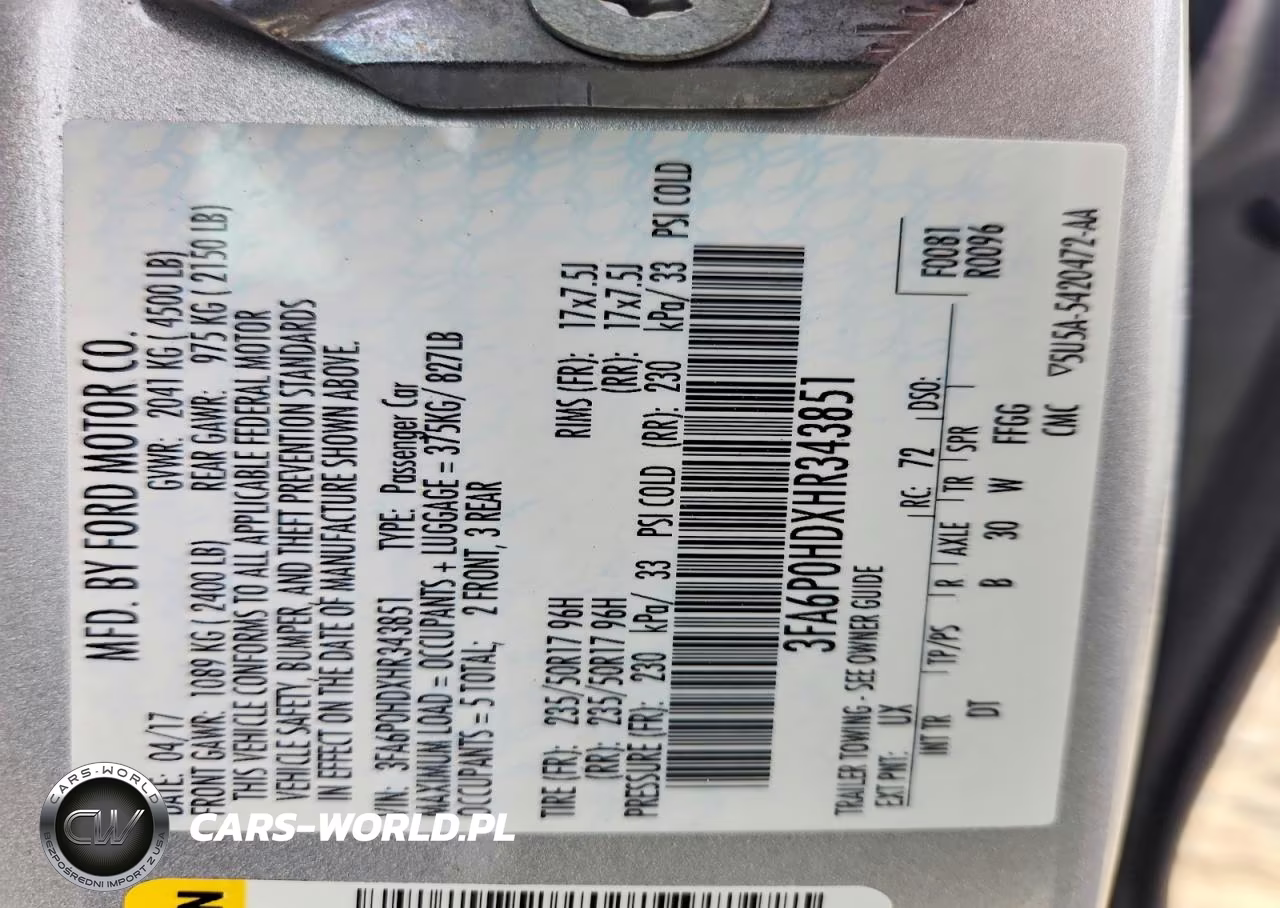 2017 Ford Fusion Se VIN:3FA6P0HDXHR343851 - 12
