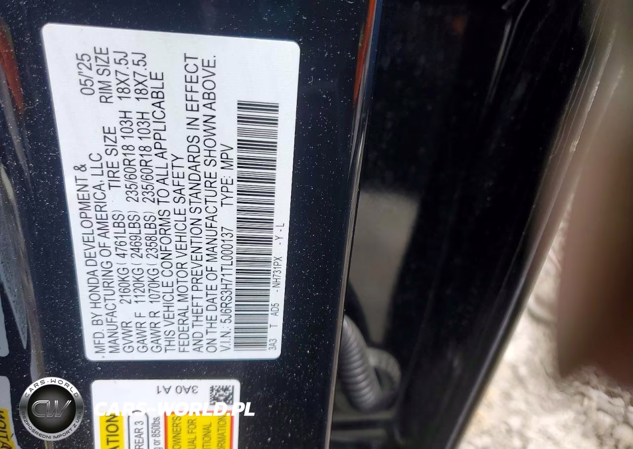 2026 Honda Cr-V Exl VIN:5J6RS3H71TL000137 - 13
