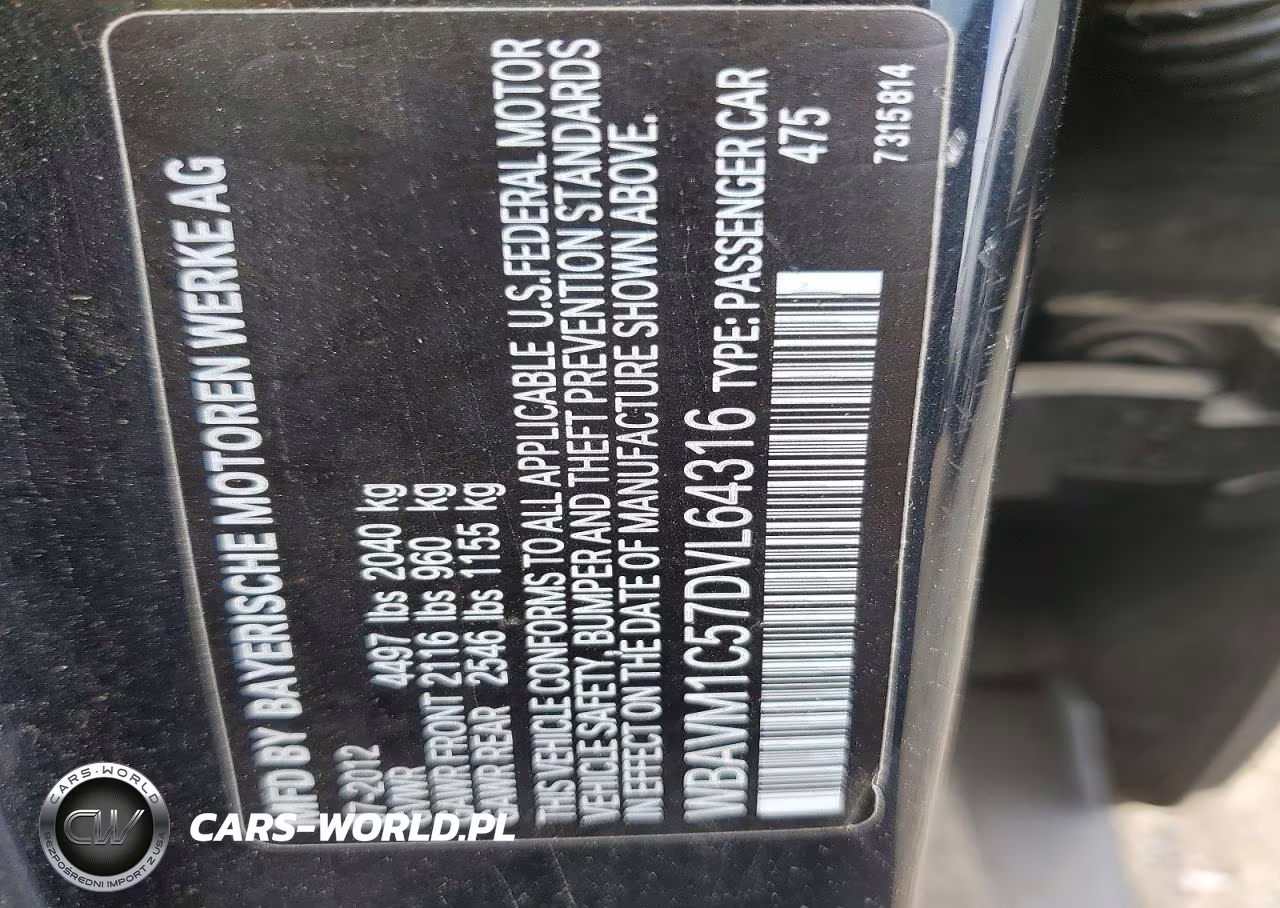 2013 BMW X1 Sdrive28I VIN:WBAVM1C57DVL64316 - 12