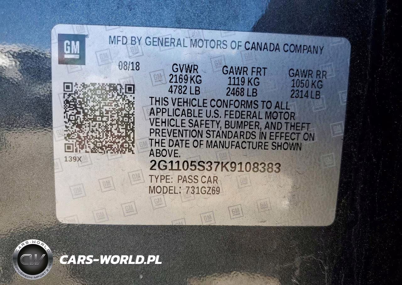 2019 Chevrolet Impala Premier VIN:2G1105S37K9108383 - 12