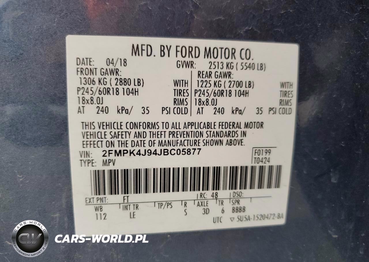 FORD EDGE SEL VIN:2FMPK4J94JBC05877 - 14