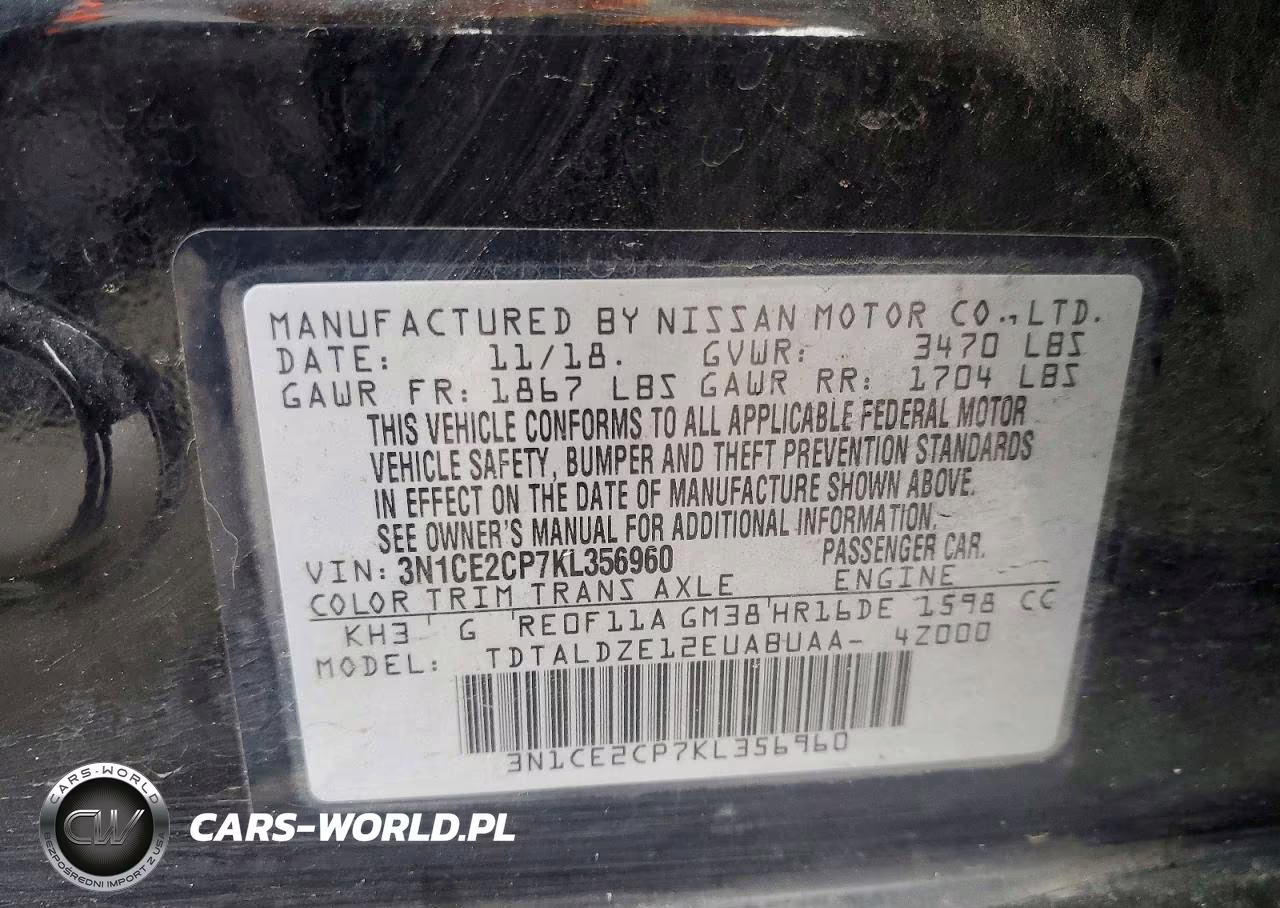 2019 Nissan Versa Note Sv VIN:3N1CE2CP7KL356960 - 13