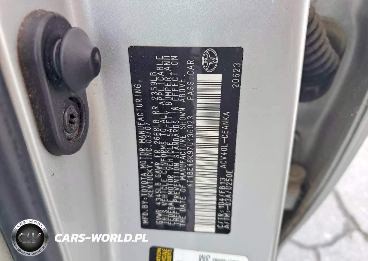 2007 Toyota Camry Ce VIN:4T1BE46K97U136023 - 12