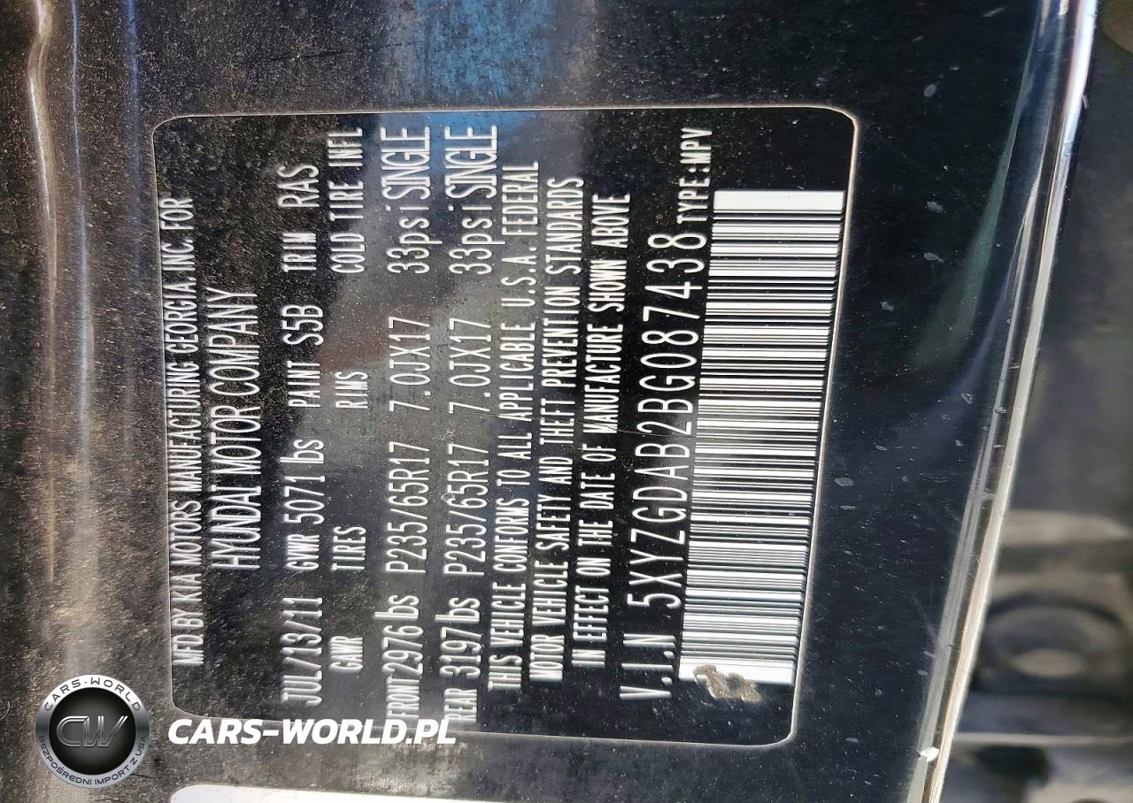 2011 Hyundai Santa Fe Gls VIN:5XYZGDAB2BG087438 - 12