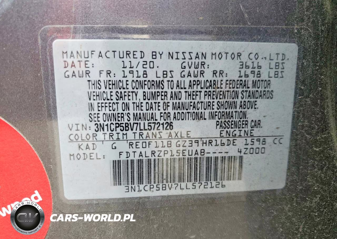 2020 Nissan Kicks S VIN:3N1CP5BV7LL572126 - 13
