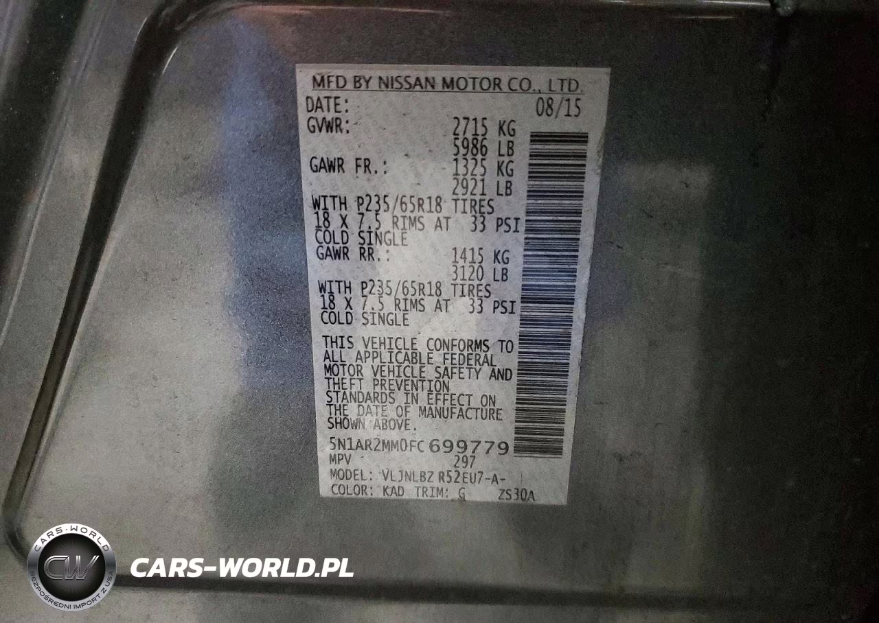2015 Nissan Pathfinder S VIN:5N1AR2MM0FC699779 - 13
