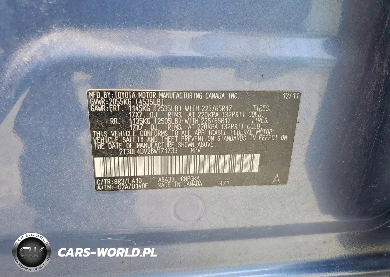 2011 Toyota Rav4 Limited VIN:2T3DF4DV2BW171733 - 12
