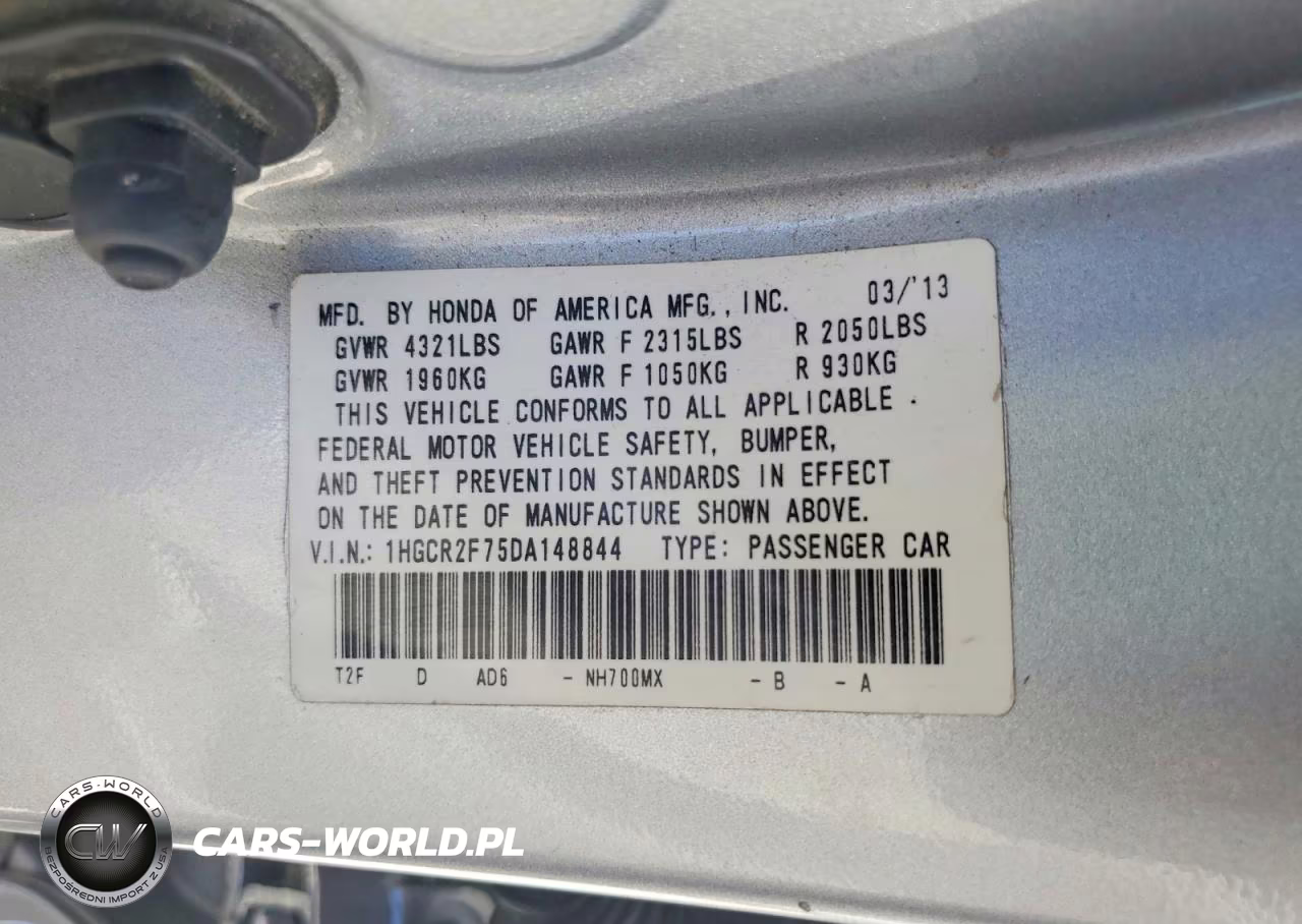2013 Honda Accord Ex VIN:1HGCR2F75DA148844 - 12