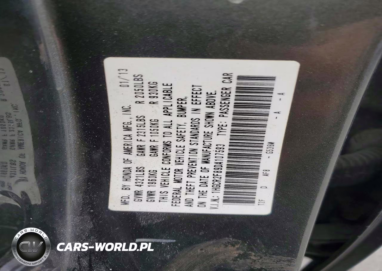 2013 Honda Accord Exl VIN:1HGCR2F89DA107593 - 12