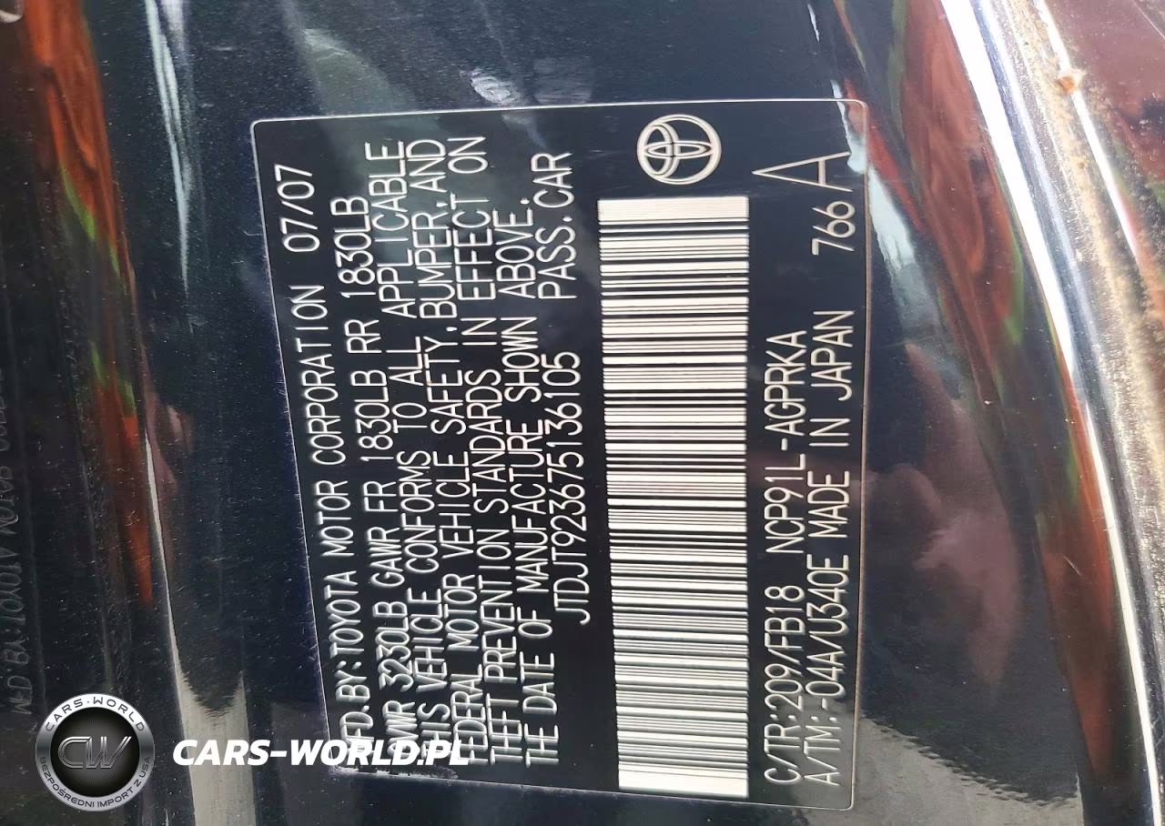 2007 Toyota Yaris Base VIN:JTDJT923675136105 - 12
