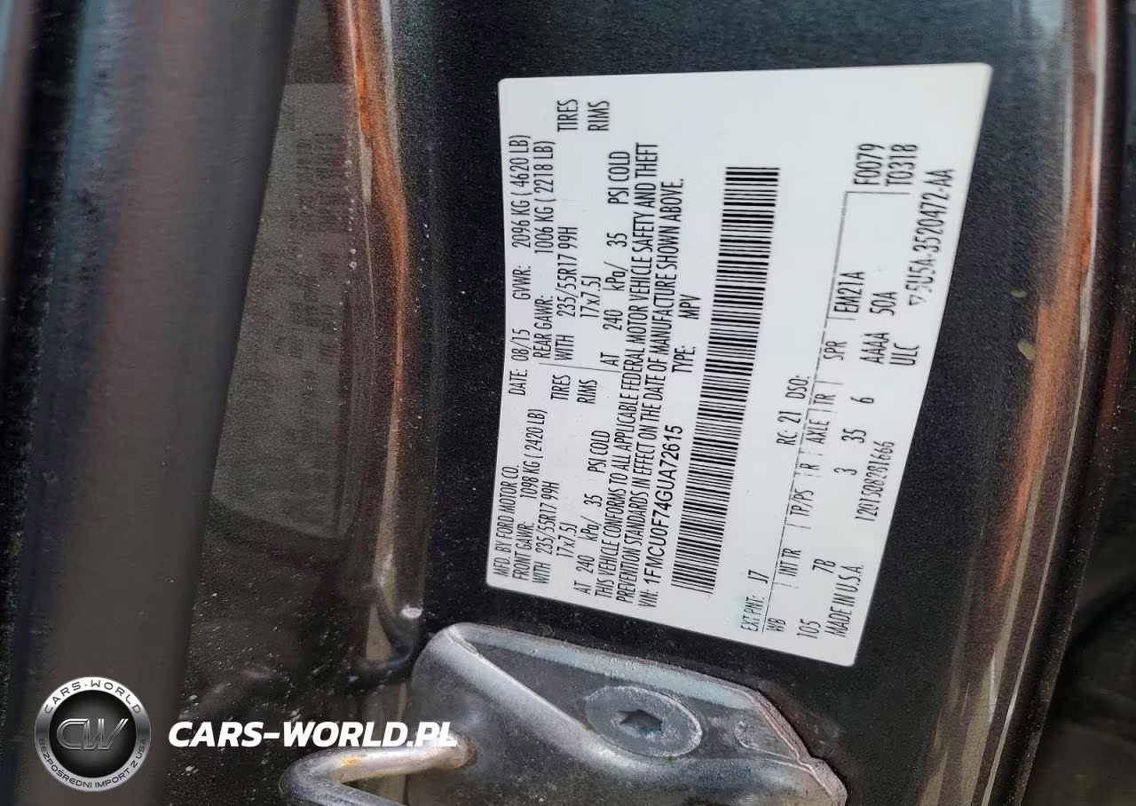 2016 Ford Escape S VIN:1FMCU0F74GUA72615 - 13
