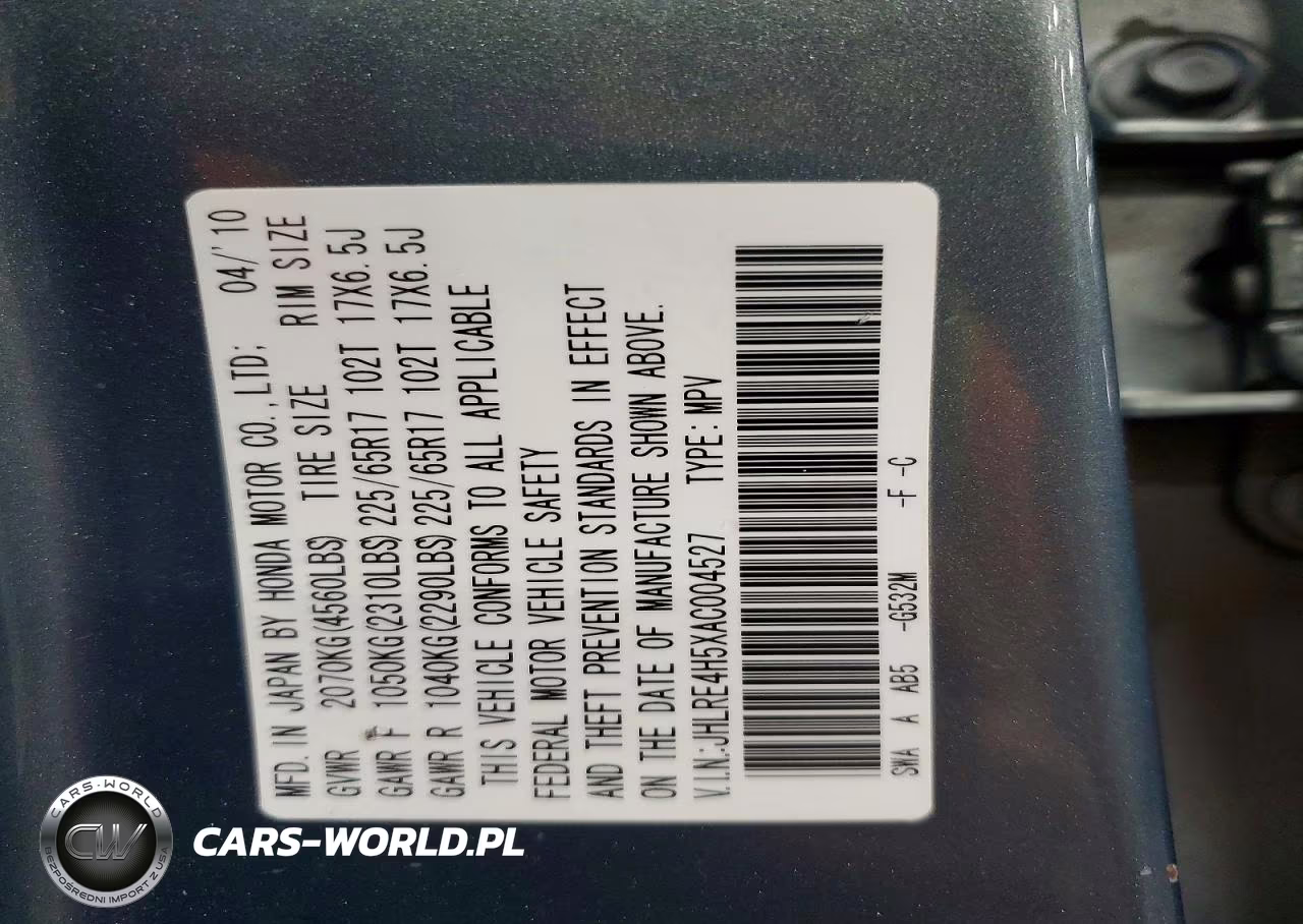 2010 Honda Cr-V Ex VIN:JHLRE4H5XAC004527 - 12