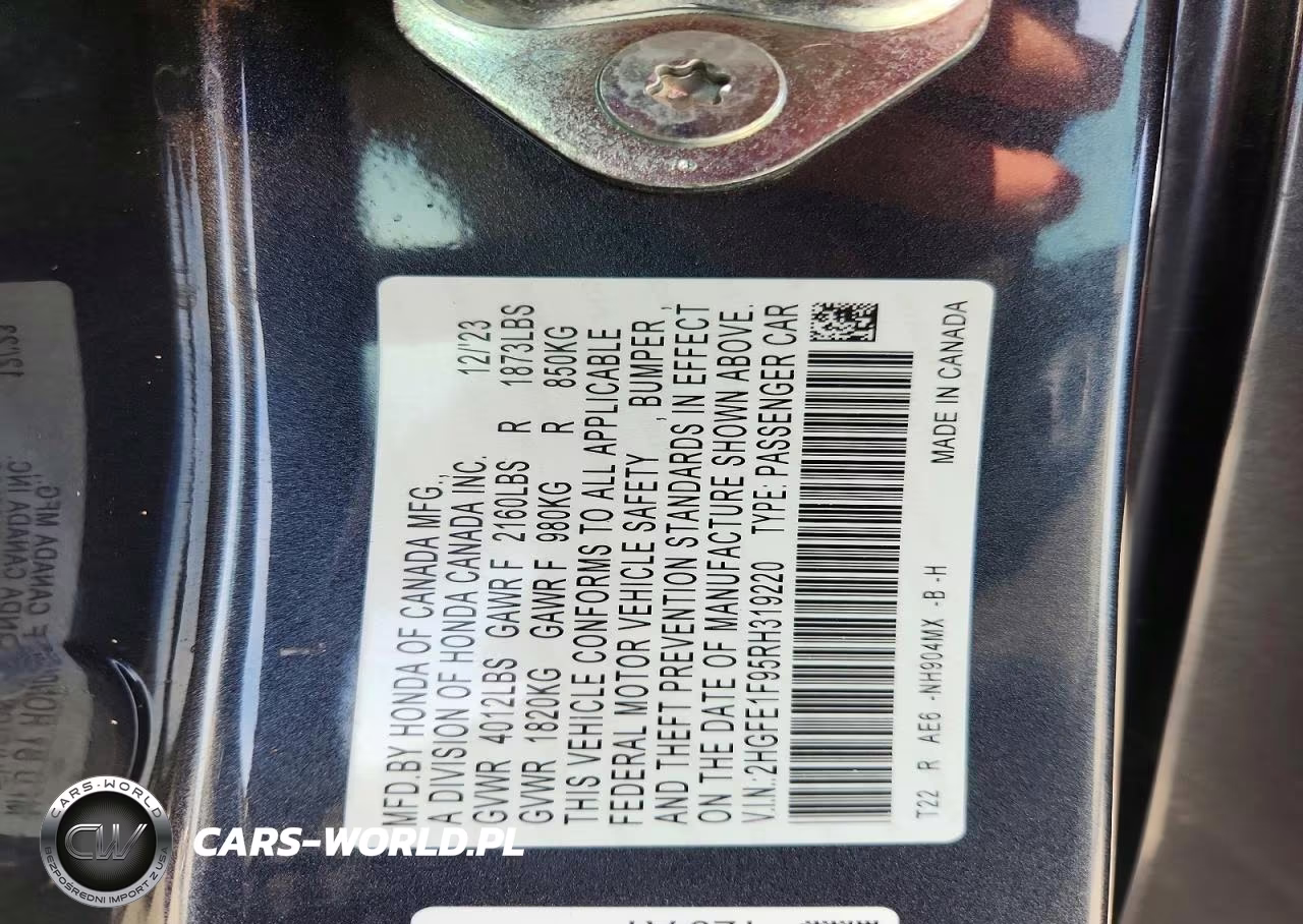 2024 Honda Civic Touring VIN:2HGFE1F95RH319220 - 12