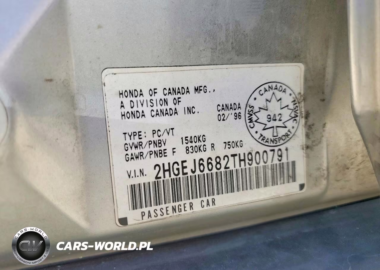 1996 Honda Civic Ex VIN:2HGEJ6682TH900791 - 12