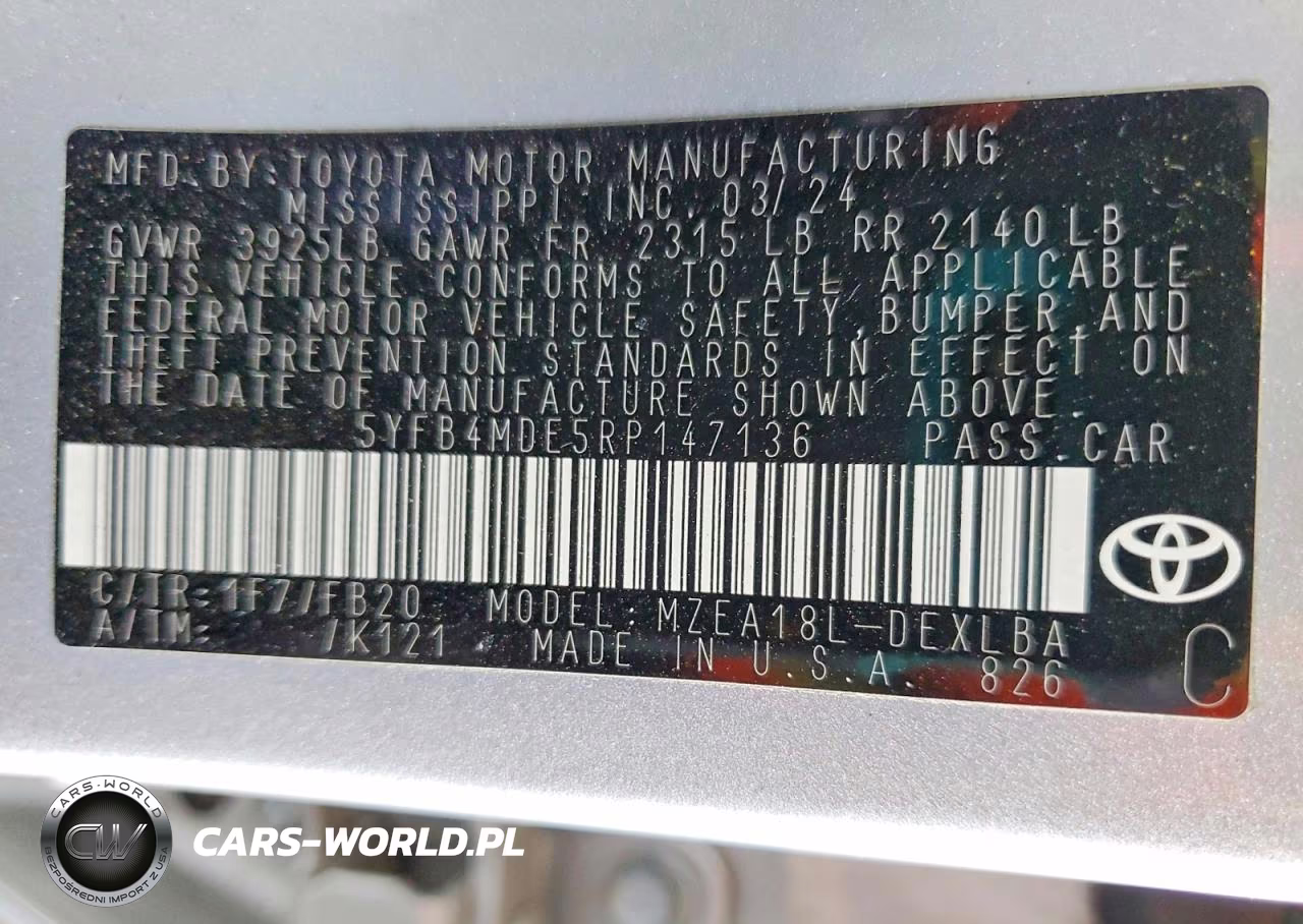 2024 Toyota Corolla Le VIN:5YFB4MDE5RP147136 - 12