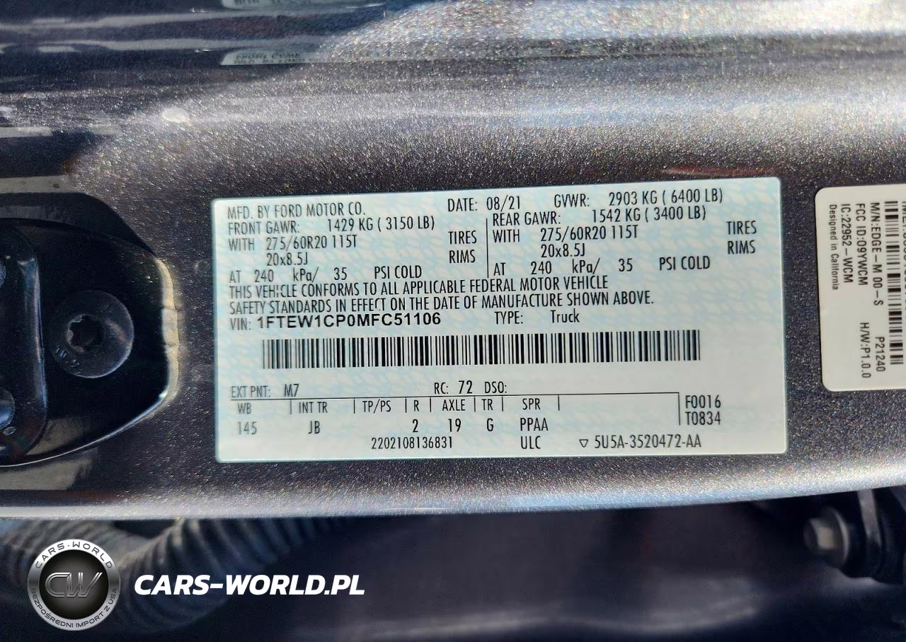 2021 Ford F150 Supercrew VIN:1FTEW1CP0MFC51106 - 12