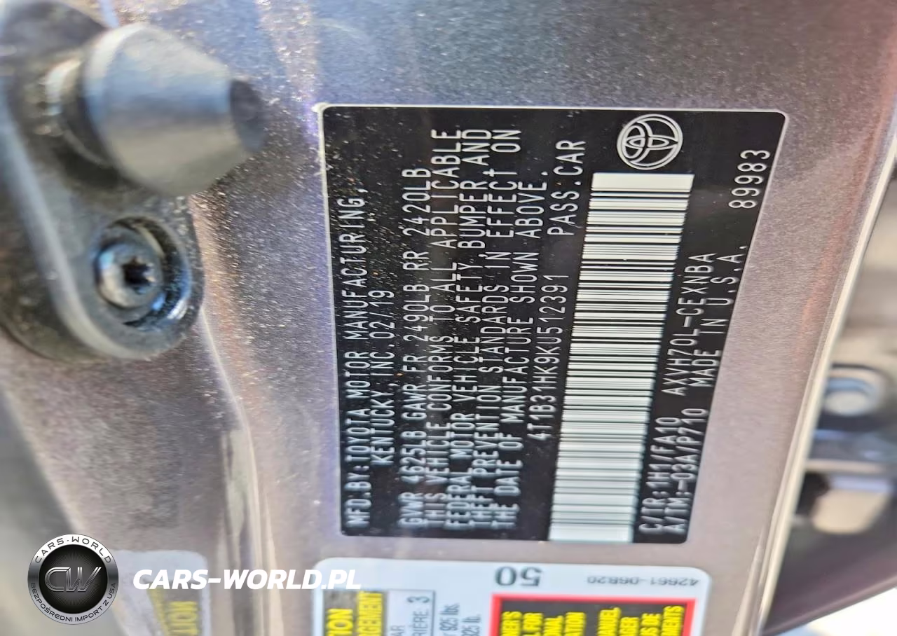 2019 Toyota Camry Le VIN:4T1B31HK9KU512391 - 13