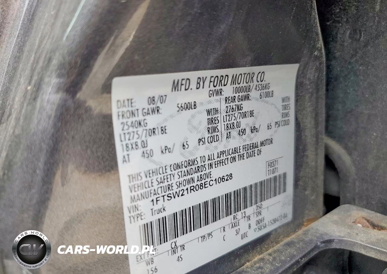 2008 Ford F250 Super Duty VIN:1FTSW21R08EC10628 - 12