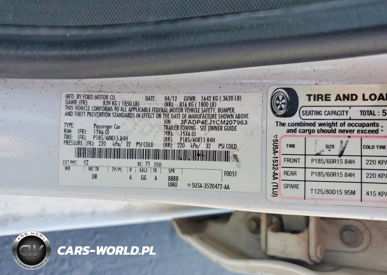 2012 Ford Fiesta Se VIN:3FADP4EJ1CM207963 - 12
