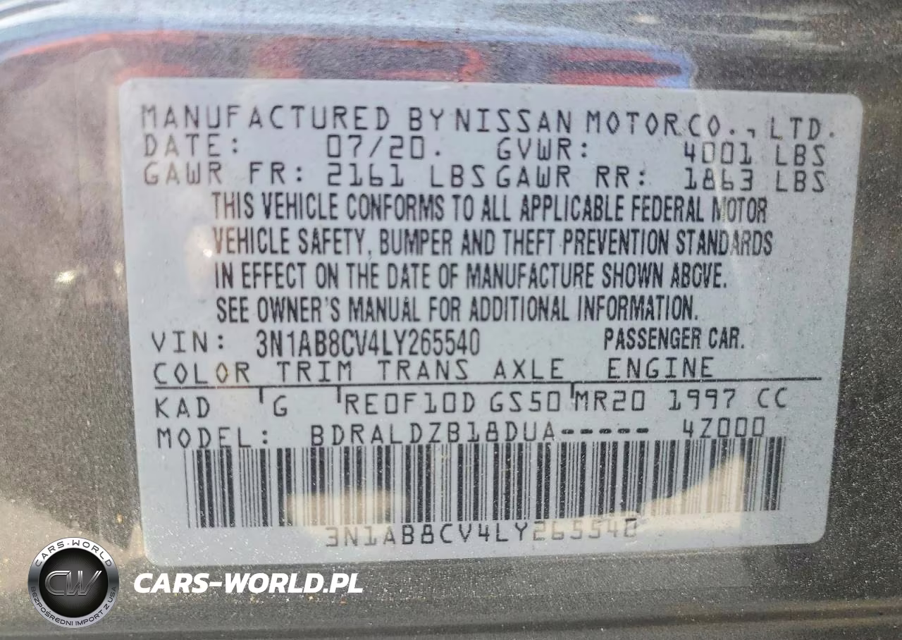 2020 Nissan Sentra Sv VIN:3N1AB8CV4LY265540 - 12