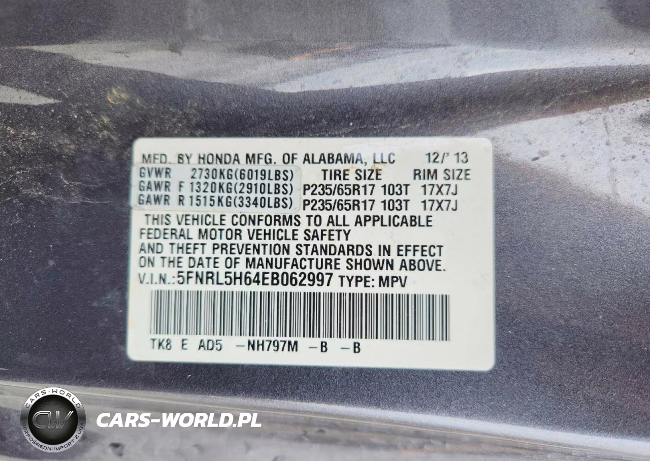 2014 Honda Odyssey Exl VIN:5FNRL5H64EB062997 - 13