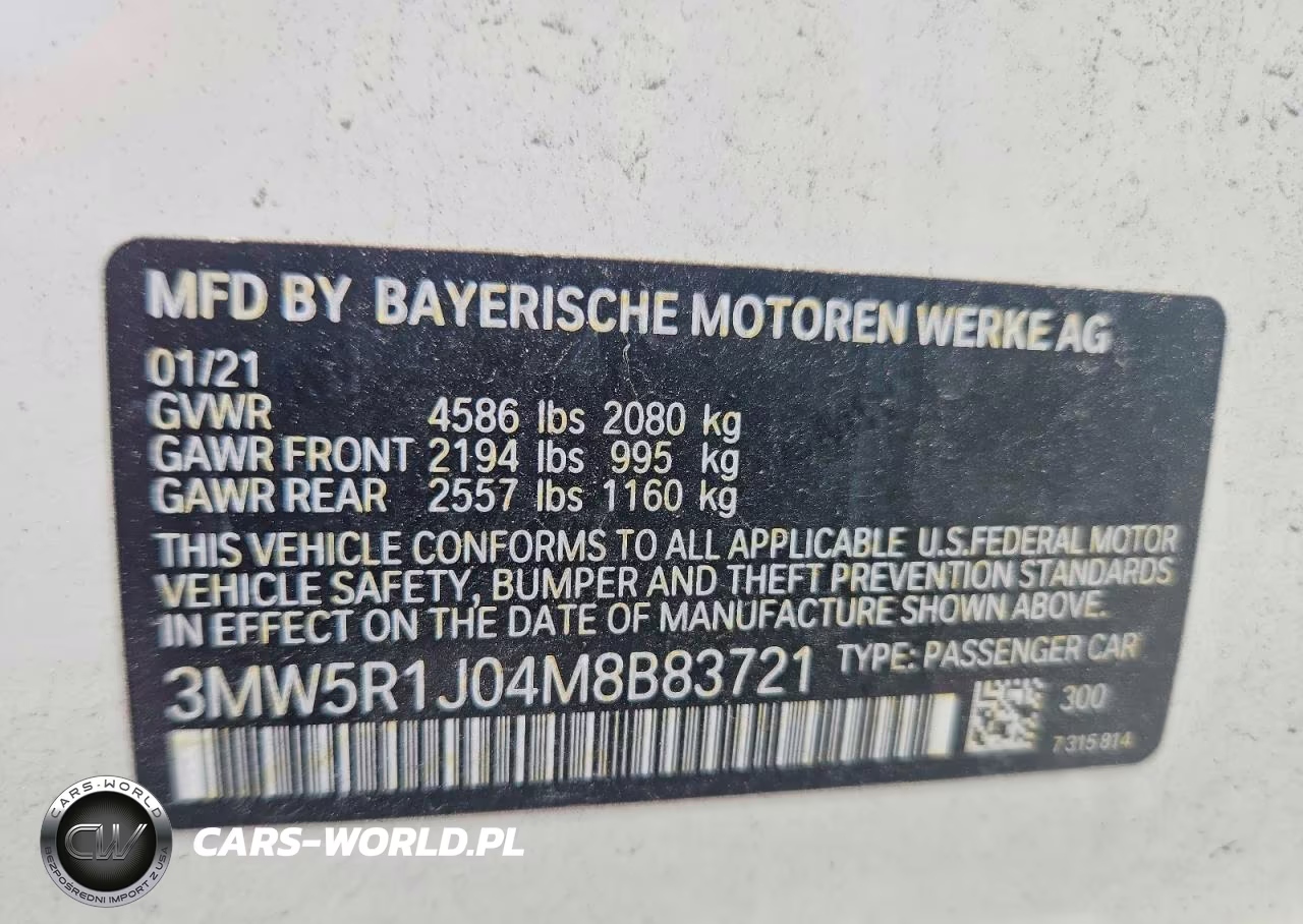 2021 BMW 330I VIN:3MW5R1J04M8B83721 - 12