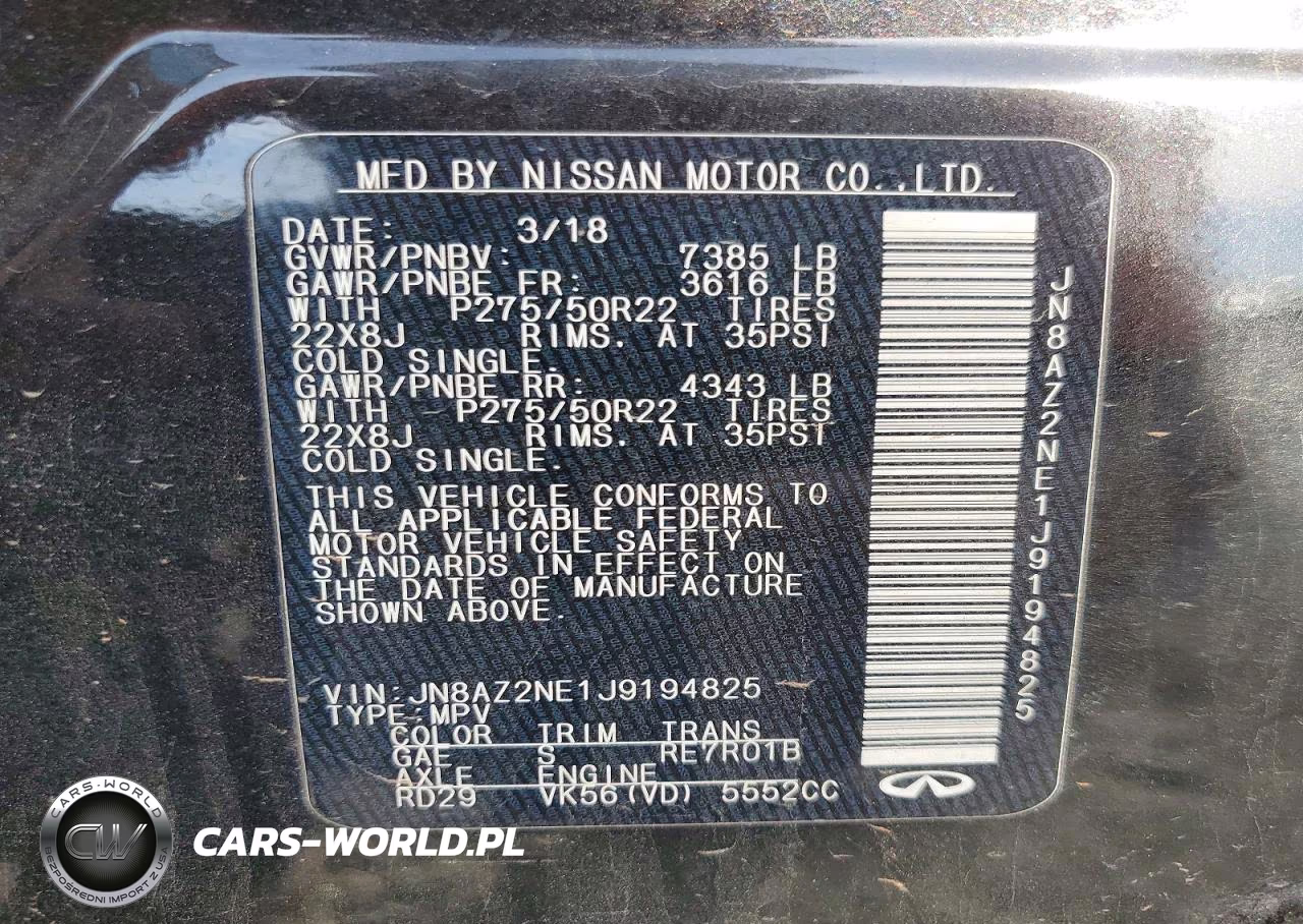 2018 Infiniti Qx80 Base VIN:JN8AZ2NE1J9194825 - 13
