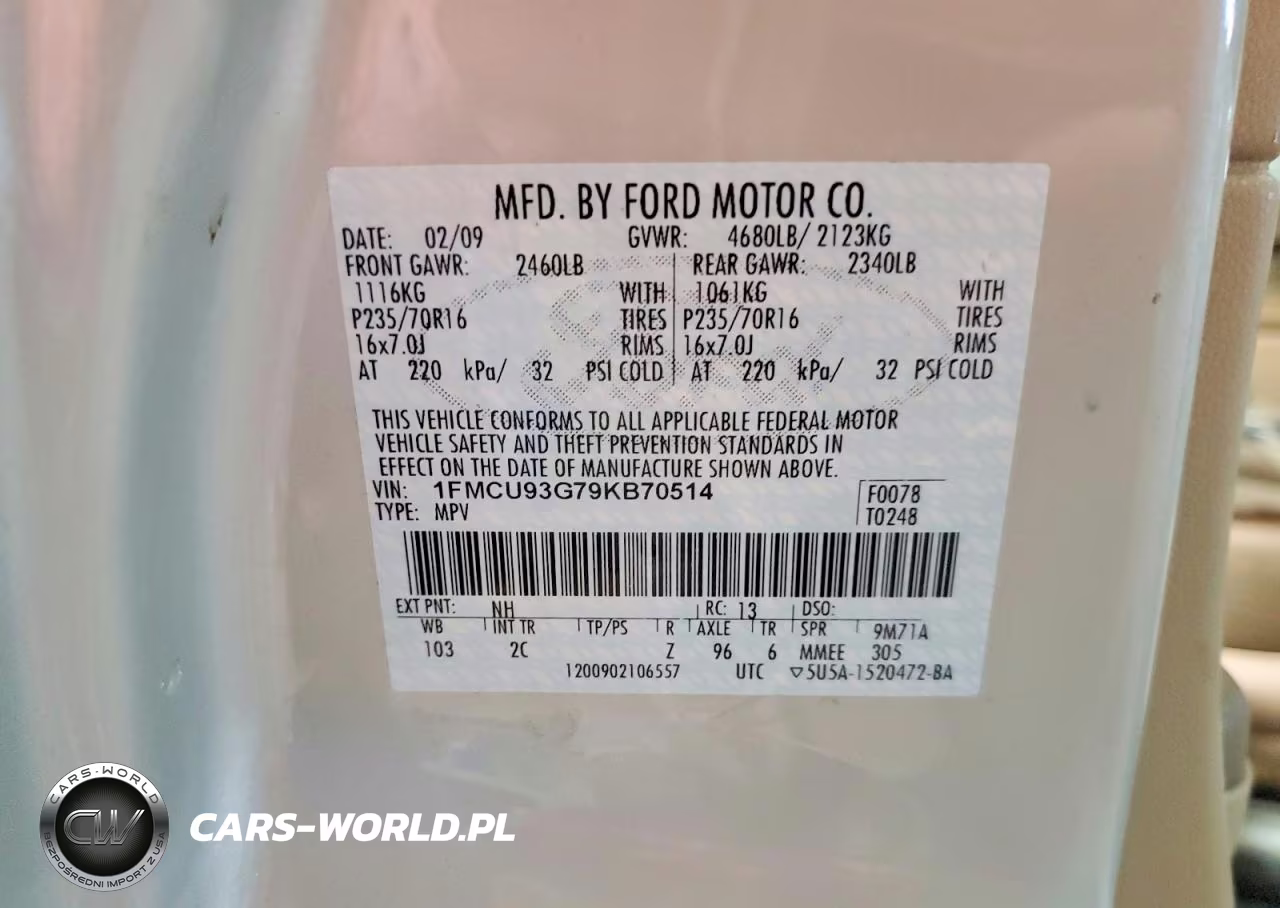 2009 Ford Escape Xlt VIN:1FMCU93G79KB70514 - 13