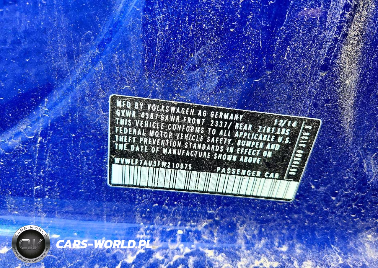 2015 Volkswagen Golf R VIN:WVWLF7AU3FW210975 - 14