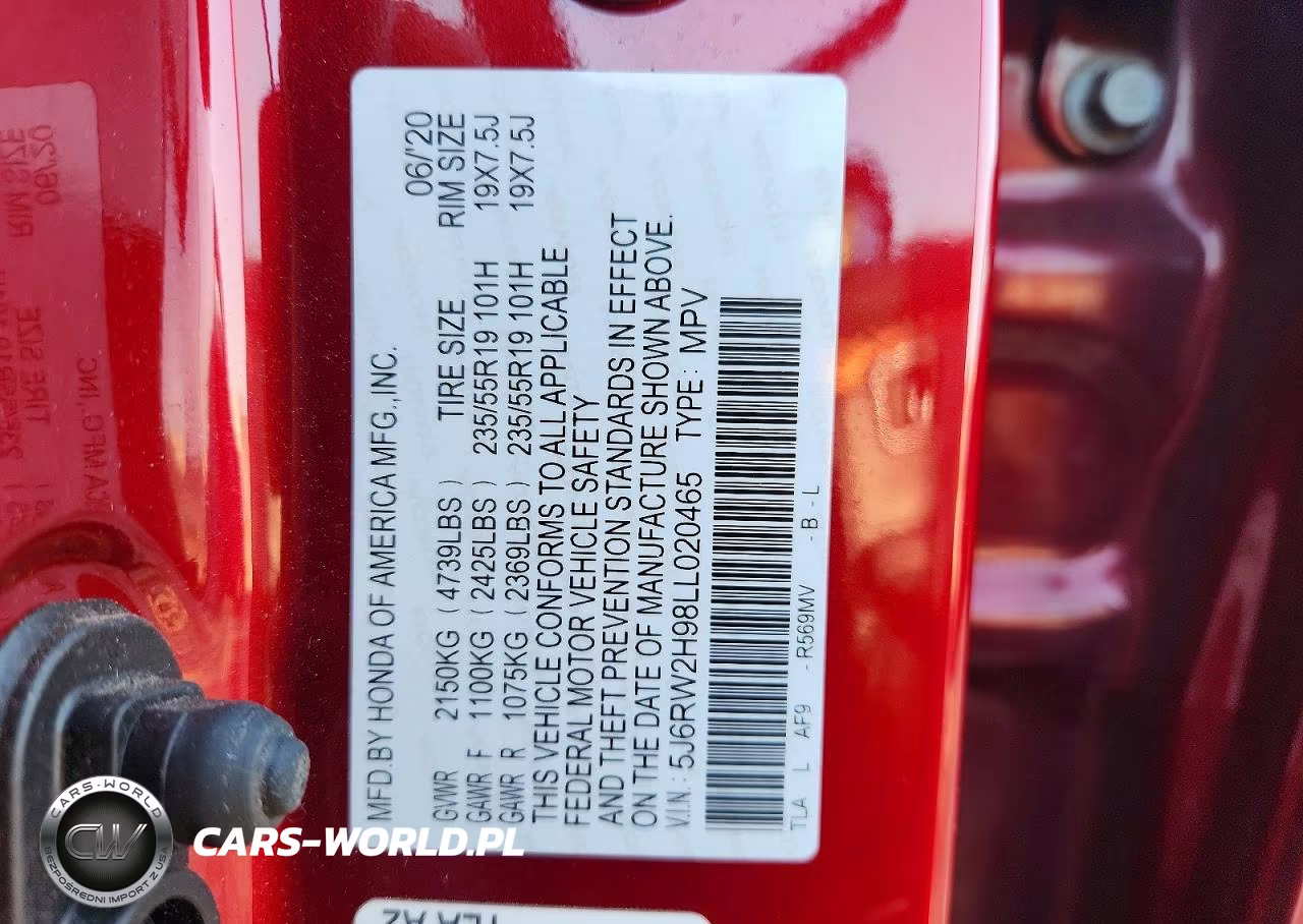 2020 Honda Cr-V Touring VIN:5J6RW2H98LL020465 - 13