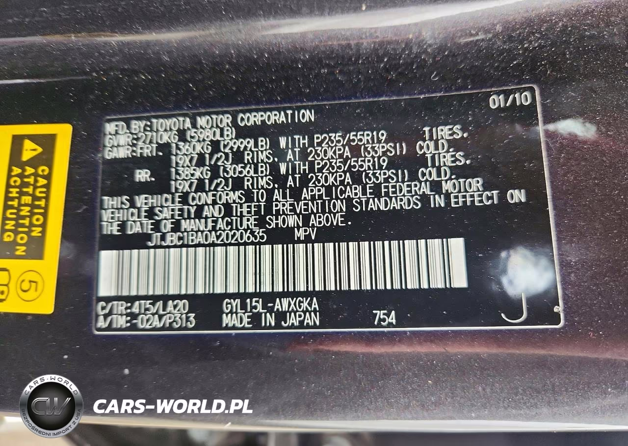 2010 Lexs Rx 450H VIN:JTJBC1BA0A2020635 - 13