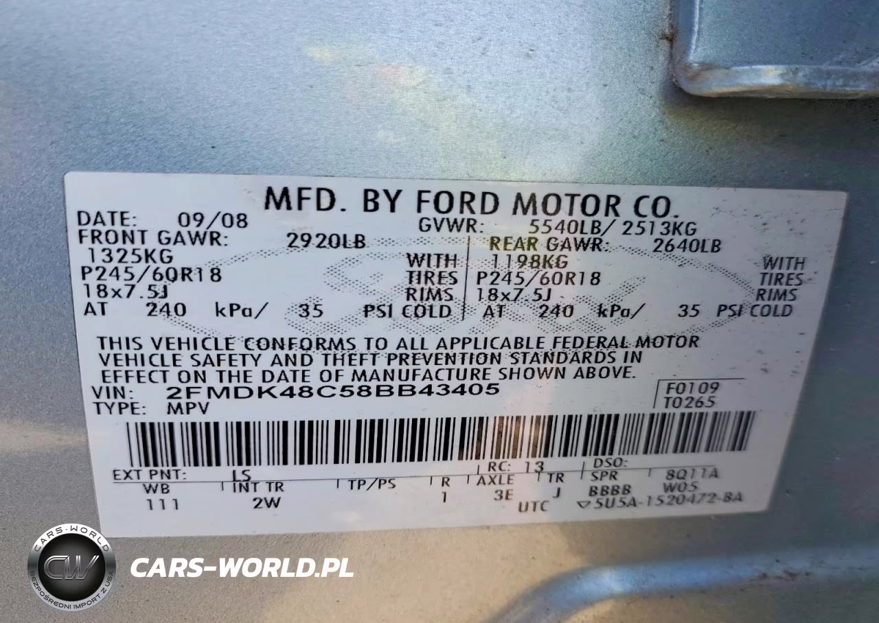 2008 Ford Edge Sel VIN:2FMDK48C58BB43405 - 13