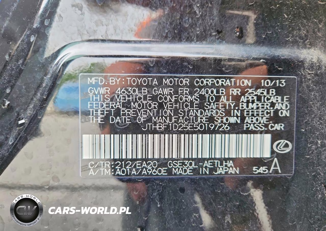 2014 Lexus Is 250 VIN:JTHBF1D25E5019726 - 12