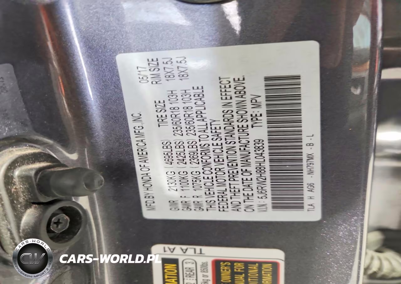 2017 Honda Cr-V Exl VIN:5J6RW2H88HL043839 - 13