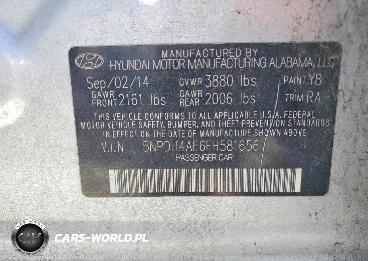 2015 Hyundai Elantra Se VIN:5NPDH4AE6FH581656 - 12