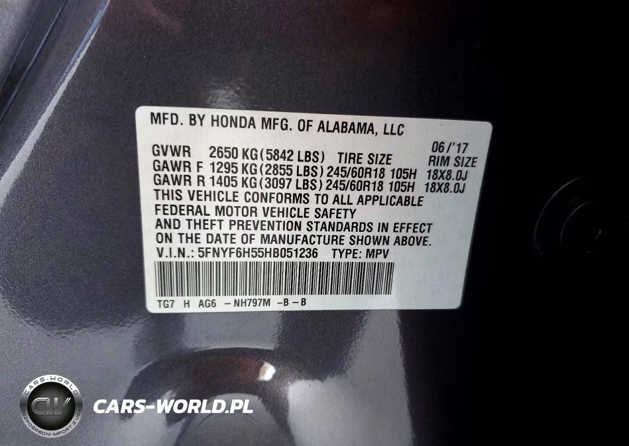 2017 Honda Pilot Exl VIN:5FNYF6H55HB051236 - 12