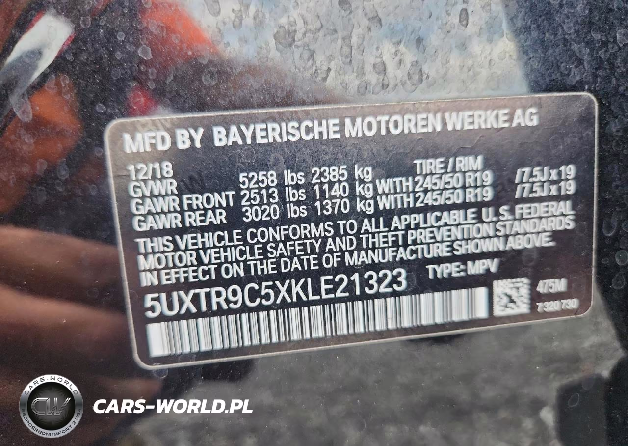 2019 BMW X3 xDrive30I VIN:5UXTR9C5XKLE21323 - 13